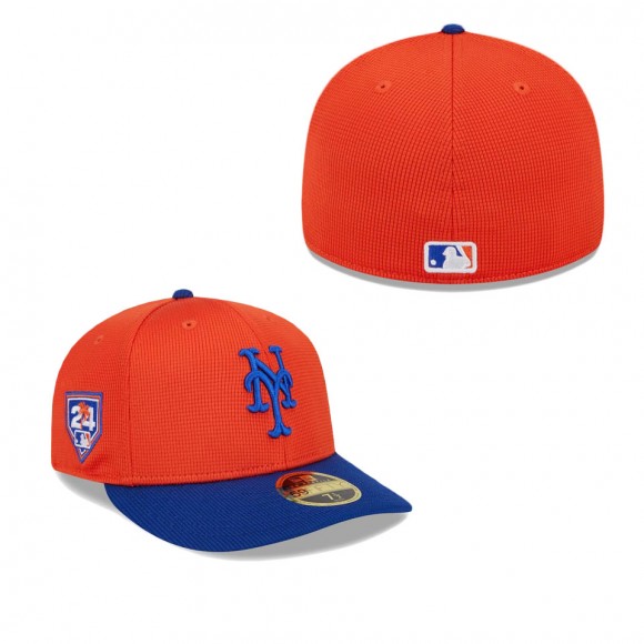 New York Mets Orange Royal 2024 Spring Training Low Profile 59FIFTY Fitted Hat