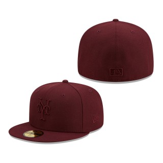 New York Mets Oxblood Tonal 59FIFTY Fitted Hat Maroon
