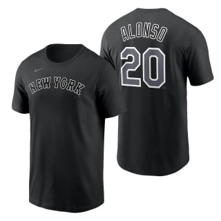 Men's New York Mets Pete Alonso Black Black & White T-Shirt