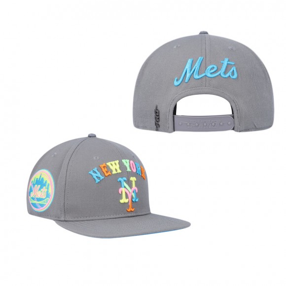 New York Mets Pro Standard Gray Washed Neon Snapback Hat
