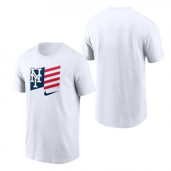 Men's New York Mets Nike White Americana Flag T-Shirt