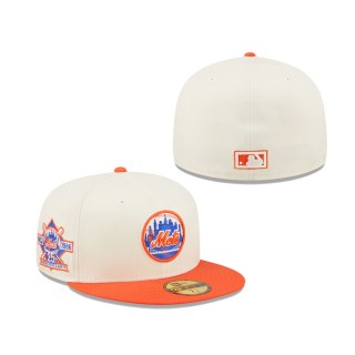 Men's New York Mets White Orange Cooperstown Collection 25th Anniversary Chrome 59FIFTY Fitted Hat