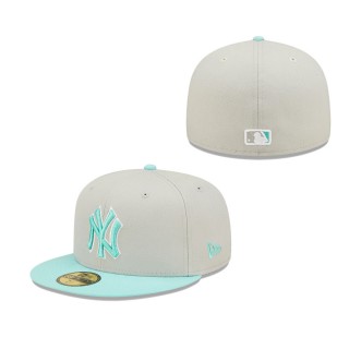 Men's New York Yankees Gray Turquoise Spring Color Pack Two-Tone 59FIFTY Fitted Hat