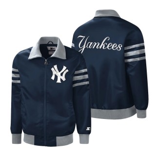 New York Yankees Starter Navy The Captain II Full-Zip Varsity Jacket