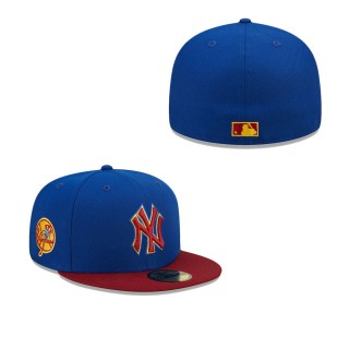 Men's New York Yankees Royal Red Logo Primary Jewel Gold Undervisor 59FIFTY Fitted Hat