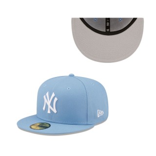 New York Yankees Sky Blue Logo White 59FIFTY Fitted Hat
