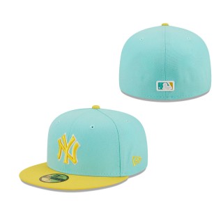 Men's New York Yankees Turquoise Yellow Spring Color Pack Two-Tone 59FIFTY Fitted Hat