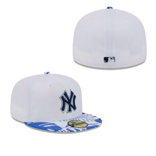 New York Yankees White Blue Flamingo 59FIFTY Fitted Hat