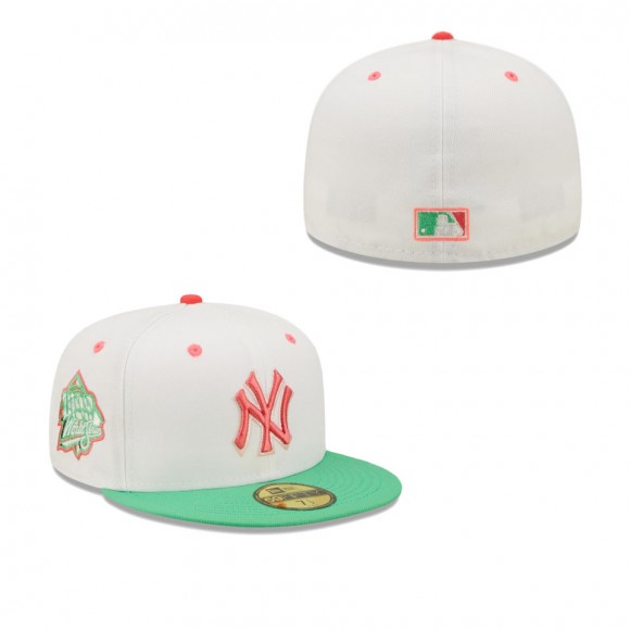 Men's New York Yankees White Green 1999 World Series Watermelon Lolli 59FIFTY Fitted Hat