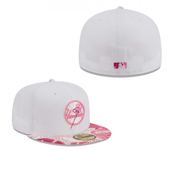 New York Yankees White Pink Flamingo 59FIFTY Fitted Hat