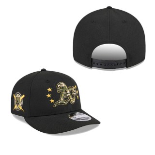Oakland Athletics Black 2024 Armed Forces Day Low Profile 9FIFTY Snapback Hat