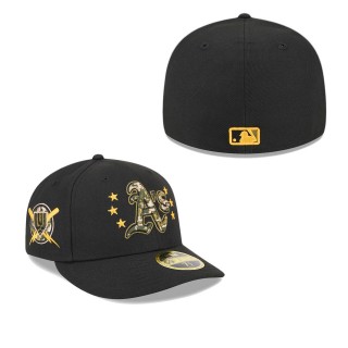 Oakland Athletics Black 2024 Armed Forces Day Low Profile 59FIFTY Fitted Hat