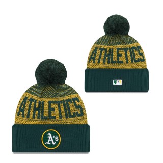 Men's Oakland Athletics Green Authentic Collection Sport Cuffed Knit Hat with Pom