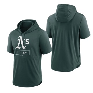 Men's Oakland Athletics Green Logo Lockup Performance Short-Sleeved Pullover Hoodie
