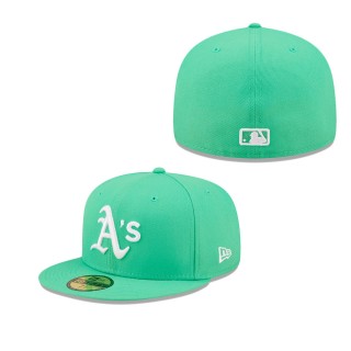 Men's Oakland Athletics Island Green Logo White 59FIFTY Fitted Hat