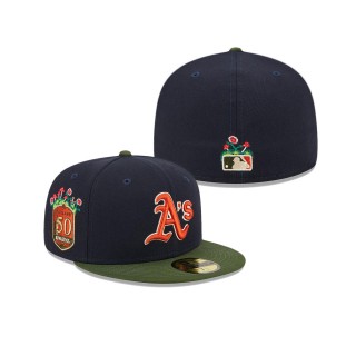 Oakland Athletics Sprouted Fitted Hat Navy