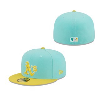 Men's Oakland Athletics Turquoise Yellow Spring Color Pack Two-Tone 59FIFTY Fitted Hat