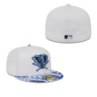 Oakland Athletics White Blue Flamingo 59FIFTY Fitted Hat