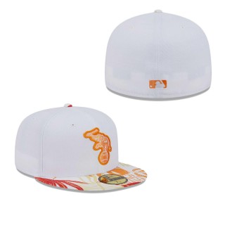 Oakland Athletics White Orange Flamingo 59FIFTY Fitted Hat