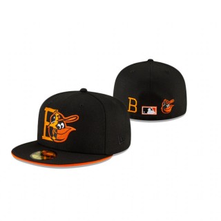 Orioles Black Double Logo 59Fifty Fitted Hat