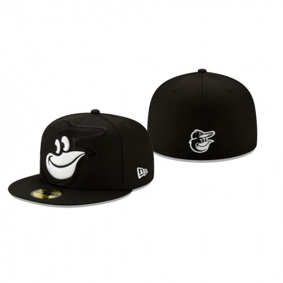 Orioles Elements Black Monochrome Logo 59FIFTY Fitted Hat