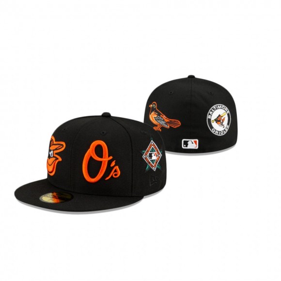 Orioles Patch Pride Black 59Fifty Fitted Cap