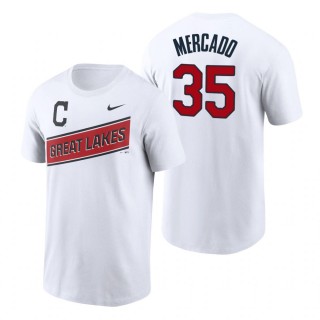 Oscar Mercado Indians 2021 Little League Classic White T-Shirt