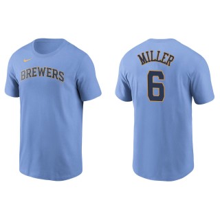 Owen Miller Men's Milwaukee Brewers Christian Yelich Nike Light Blue Name & Number T-Shirt