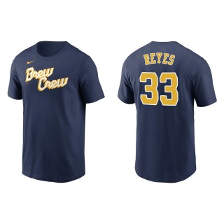 Pablo Reyes Brewers Navy 2022 City Connect Wordmark T-Shirt