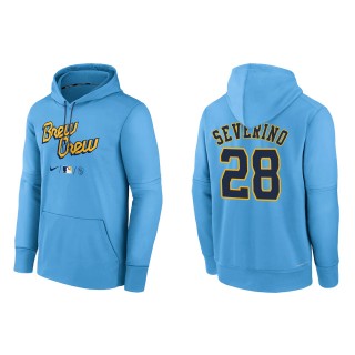 Pedro Severino Brewers Powder Blue 2022 City Connect Authentic Collection Therma Performance Pullover Hoodie