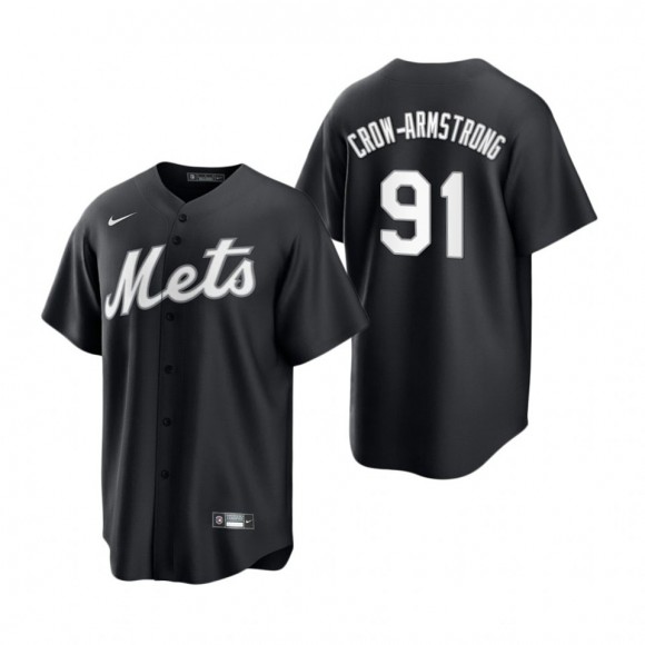 Pete Crow-Armstrong Mets Nike Black White Replica Jersey