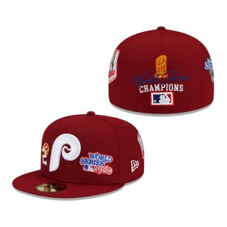 Philadelphia Phillies 2x World Series Champions Count the Rings 59FIFTY Fitted Hat Red