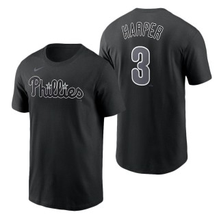 Men's Philadelphia Phillies Bryce Harper Black Black & White T-Shirt