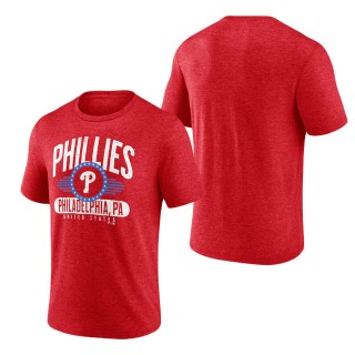 Men's Philadelphia Phillies Heathered Red Badge of Honor Tri-Blend T-Shirt