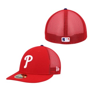 Men's Philadelphia Phillies Red Authentic Collection Mesh Back Low Profile 59FIFTY Fitted Hat
