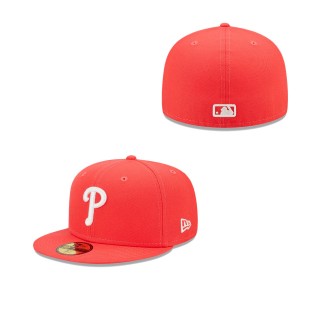 Men's Philadelphia Phillies Red Lava Highlighter Logo 59FIFTY Fitted Hat