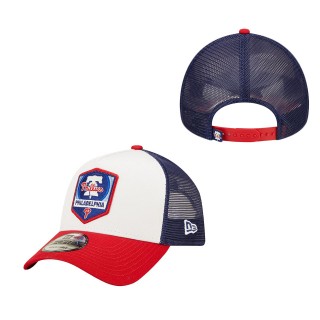 Philadelphia Phillies White Red Fresh A-Frame 9FORTY Trucker Snapback Hat