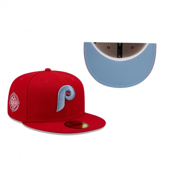Philadelphia Phillies Scarlet 100 Seasons Blue Undervisor 59FIFTY Hat