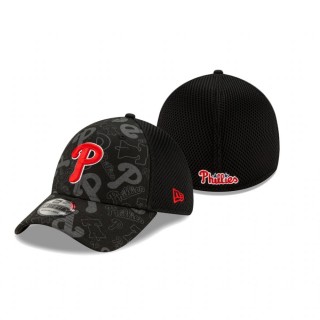 Phillies Black All Over Print Neo 39THIRTY Flex Hat