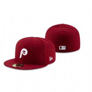 Phillies Authentic Collection Maroon 59FIFTY Fitted Cap