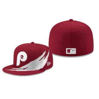 Phillies Red Brush 59FIFTY Fitted Hat