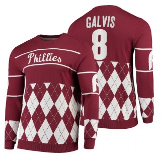 Philadelphia Phillies Freddy Galvis Red 2021 Christmas Ugly Sweater
