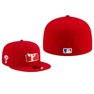 Phillies Red Metal & Thread State 59FIFTY Fitted Hat