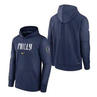 Philadelphia Phillies Navy 2024 City Connect Authentic Collection Practice Performance Pullover Hoodie