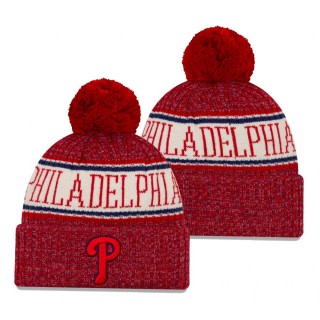 Philadelphia Phillies Red Primary Logo Sport Cuffed Knit Hat with Pom