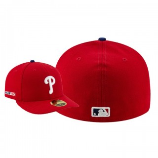 Men's Philadelphia Phillies Red MLB 150th Anniversary Patch Low Profile 59FIFTY Fitted Hat