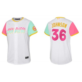 Youth San Diego Padres Pierce Johnson White 2022 City Connect Replica Jersey