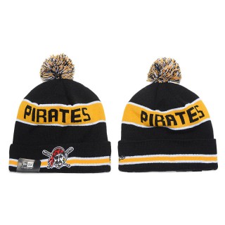 Male Pittsburgh Pirates Black Biggest Fan Cuffed Knit Hat With Pom