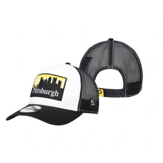 Pittsburgh Pirates White Black Local Patch 9FORTY Trucker Adjustable Hat