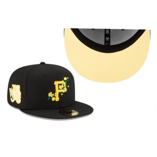 Pirates Black Side Patch Bloom 59FIFTY Fitted Hat